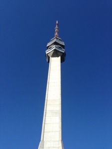 looking up at the Avala Tower