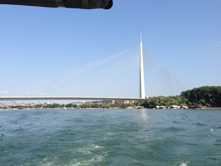 view of the Most na Adi (Ada Bridge), from the boat